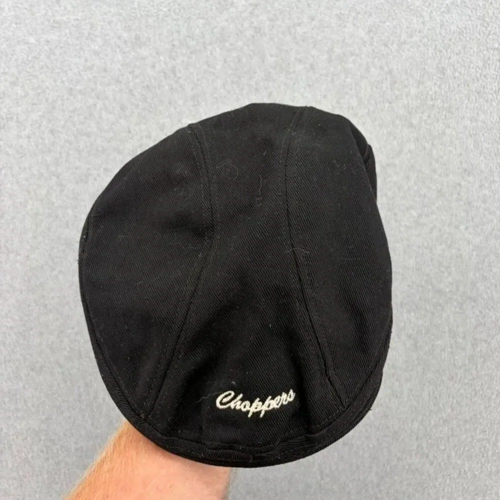 Choppers Black Ivy Flat Cap Newsboy Driving Hat Biker Motorcycle L/XL Cotton